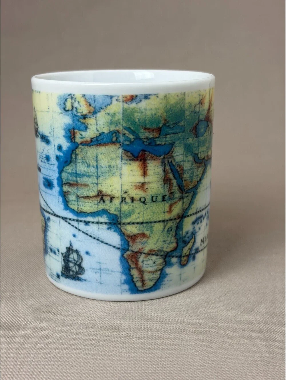 Paul Cardew Global Warming Terrestrial Globe Coffee Mug Antique World Map Cup